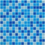 POOL MOSAIC TILES RECONSTITUTED GLASS TILE BLUE MIX